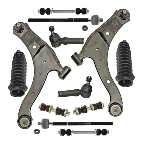 12 Pc Kit Front & Rear Suspension Control Arms Sway Bar Links Tie Rod Ends and Bellow Boots