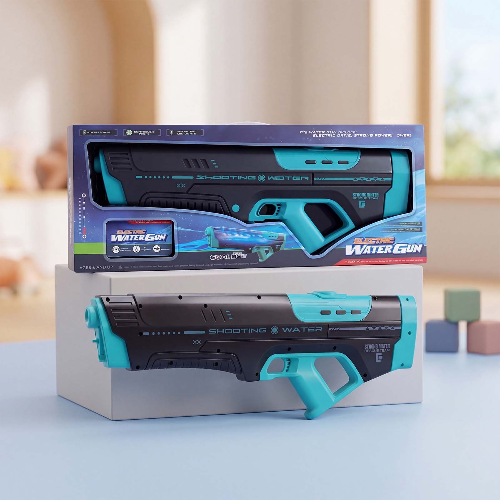 WLAGOOD Automatic LED Water Gun Toy,Leak-Proof Ergonomic Handle Fully Automatic Water Blaster for Pool Beach Backyard Party,Suitable for Over 6 and Adults