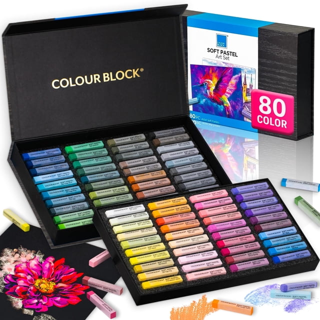 Set de pasteles suaves COLOUR BLOCK de 80 colores, tiza cuadrada para arte