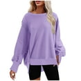 thumbnail image 6 of ATOYSOY Women's Saving Solid Color Loose Pullovers Dressy Long Sleeve Basic Tees Activewear Crew Neck Blouses Fashion Workout Fall Plus Size Sweatshirts Casual Tunic Purple L, 6 of 7