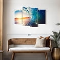 thumbnail image 3 of Elephant Stock Wave Curve Sunset Wall Art - Horizontal Multi Panel Canvas - Living Room Wall Decor - Beach Multi Panel - Blue And Turquoise Decor - 43" x 27", 3 of 8