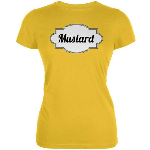 Halloween Women's Juniors Mustard Costume Bright Yellow Short Sleeve Graphic Tee