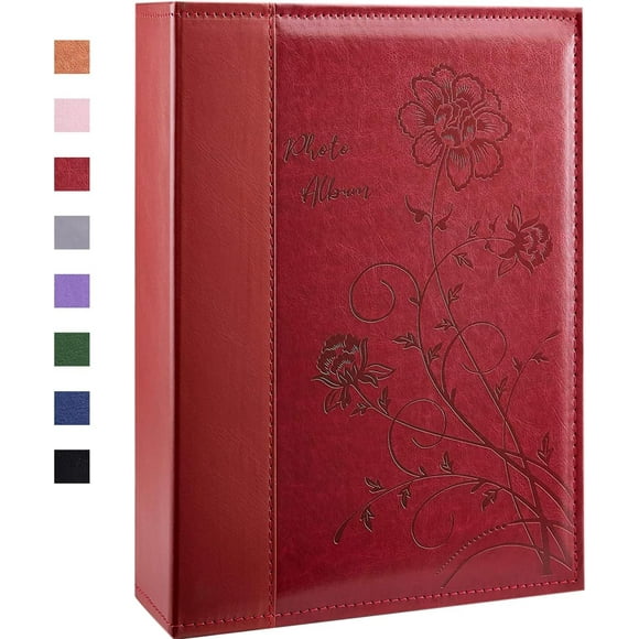 TRAHOO-Photo Album 4x6 300 Photos Large Leather Cover Photo Book Albums with 300 Horizontal Pockets for Family Wedding Anniversary Baby (Red)