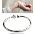 thumbnail image 2 of 925 Sterling Silver Bracelet Minimalist Double Ball Bracelet Women's Jewelry,Cuff Bangle, Polished Open Cuff Bangle, Sleek Garlic Shaped Design Women’s Polished Metal Open Cuff Bangle,Silver,, 2 of 9