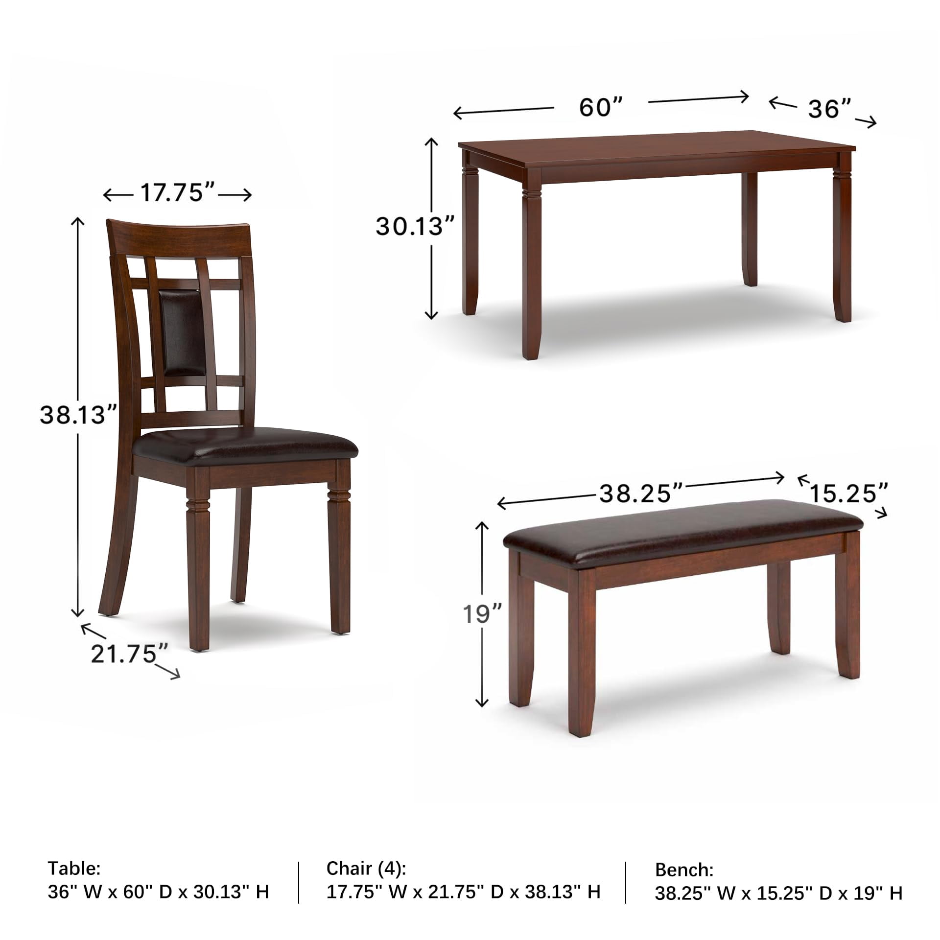 Signature Design by Ashley Bennox 6-Piece Engineered Wood Dining Set in Brown