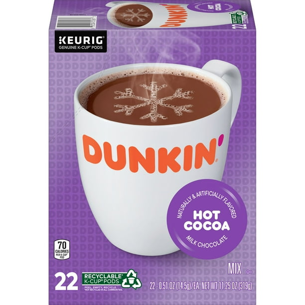 Dunkin' Hot Cocoa KCup Keurig Pods, 11.25Ounce, 22 Count (Packaging