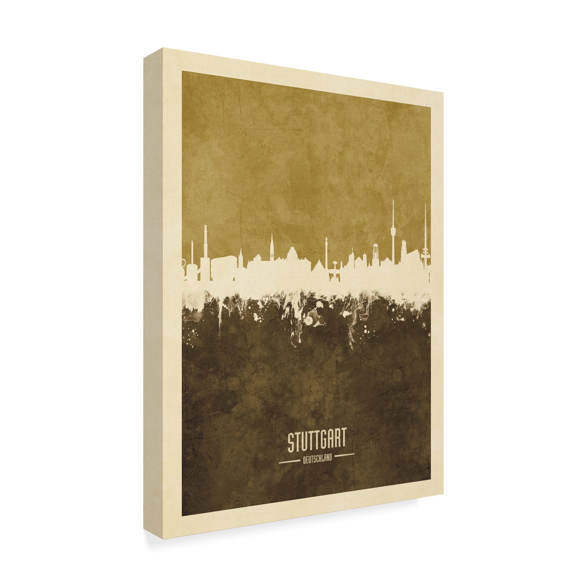 Trademark Fine Art 'Stuttgart Germany Skyline Brown' Canvas Art by Michael Tompsett