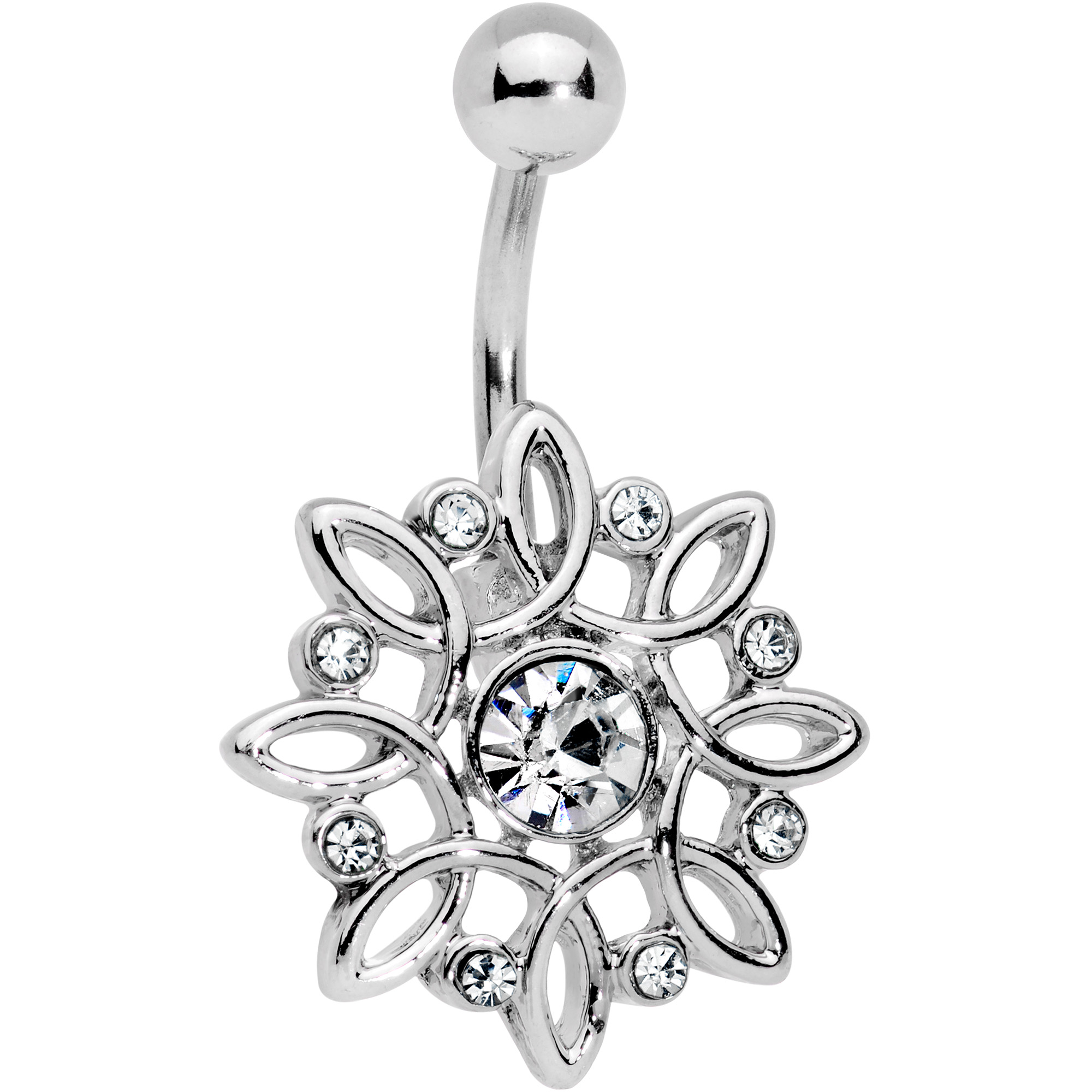 Body Candy Steel Clear Accent Twisted Bliss Belly Button Ring
