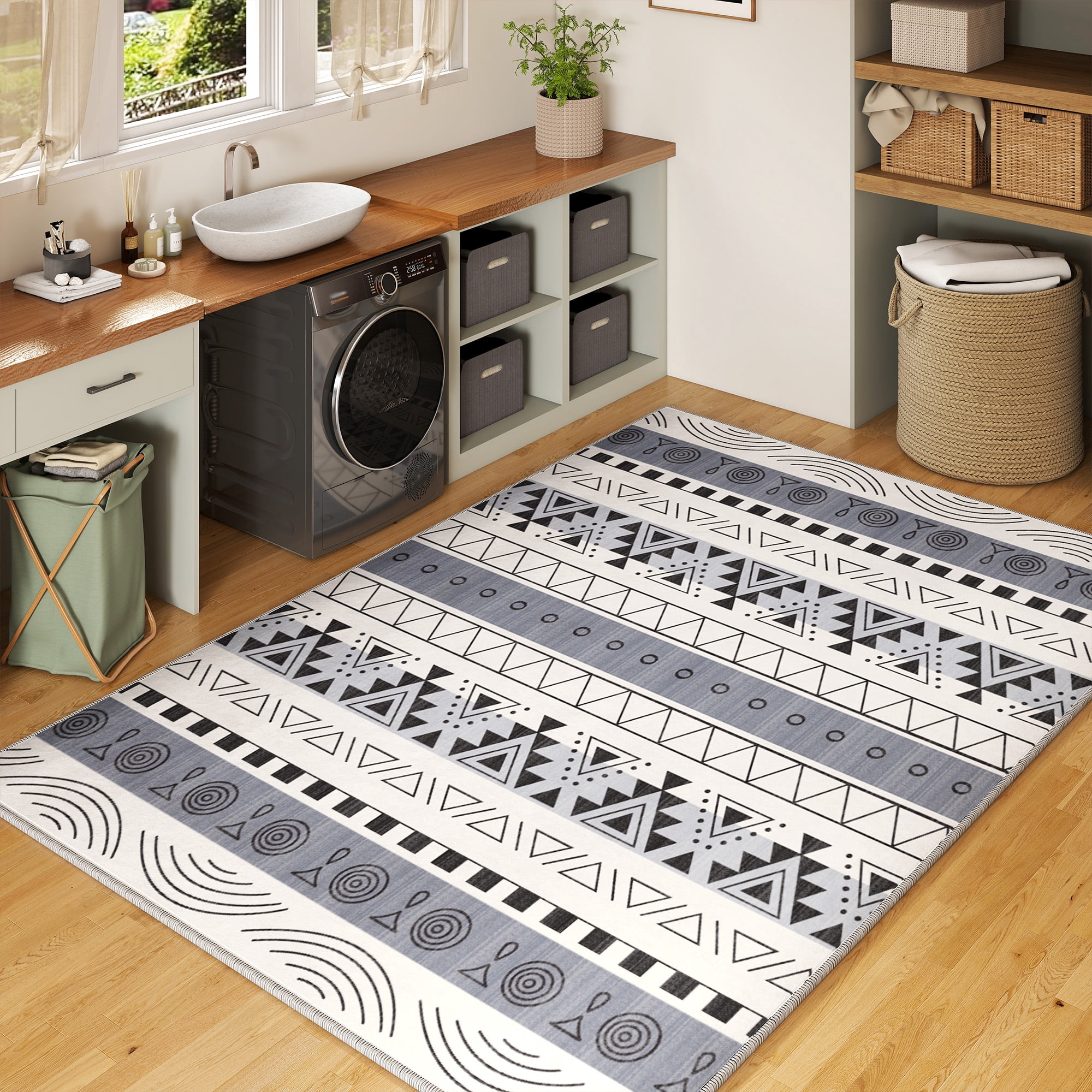 EnHomee Area Rug for Living Room 4x6 Area Rugs for Bedroom Machine Washable Area Rug,Blue