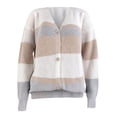 thumbnail image 3 of JINMGG 2024 Fall Winter Plus Size Sweaters for Women Clearance, Winter Women's Knitted V-neck Stitching Button Striped Sweater Top, 3 of 6