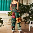 thumbnail image 4 of Iaqnaocc Hawaiian Womens Jumpsuit Plus Size Sleeveless Floral Print Jumpsuits Overalls Boho Beach Vacation Rompers for Women Summer Casual Loose Spaghetti Strap Overalls for Women Green 3XL, 4 of 6