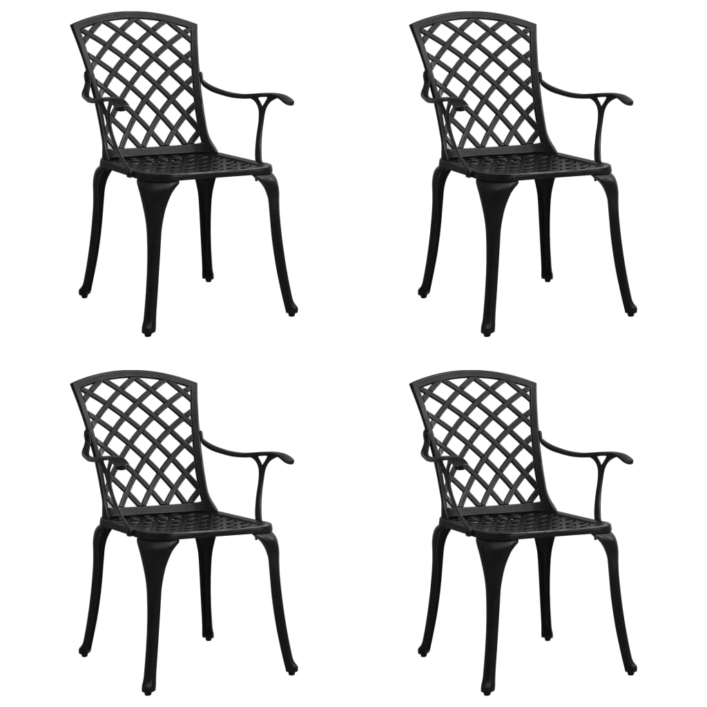 Patio Chairs 4 pcs Cast Aluminum Black Outdoor Chairs