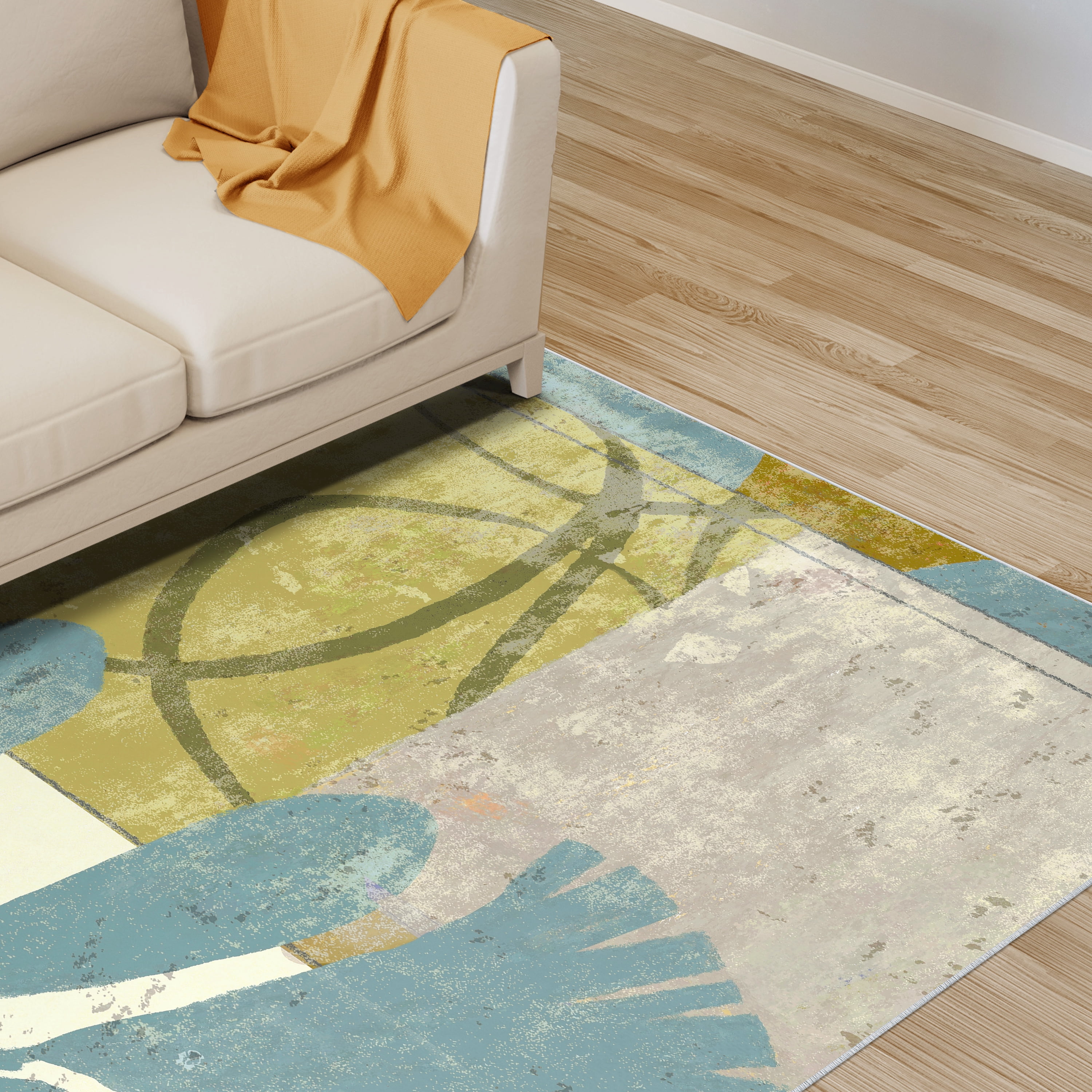 Calla II Washable Flower Art Area Rug size 5'x8'