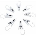 thumbnail image 1 of Clips de metal multiusos, ganchos de cortina de acero inoxidable de diseño resistente para actividades en interiores y exteriores, fáciles de usar con ganchos extraíbles (paquete de 100 blancos), 1 of 5