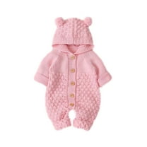 Honeeladyy Children Toddler Baby Clothes Newborn Baby Girls Boys Winter Warm Coat Knit Outwear Hooded Jumpsuit Pink Sales Online