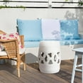 thumbnail image 5 of Sarlai Ceramic Garden Stool - 10.5" x 17" Outdoor Drum Stool, White Decorative Outdoor Stools, Coin Knotted Ring Design & Strong Glazed Material, Decorative Stools for Patio,Elegant Home Decor, 5 of 9