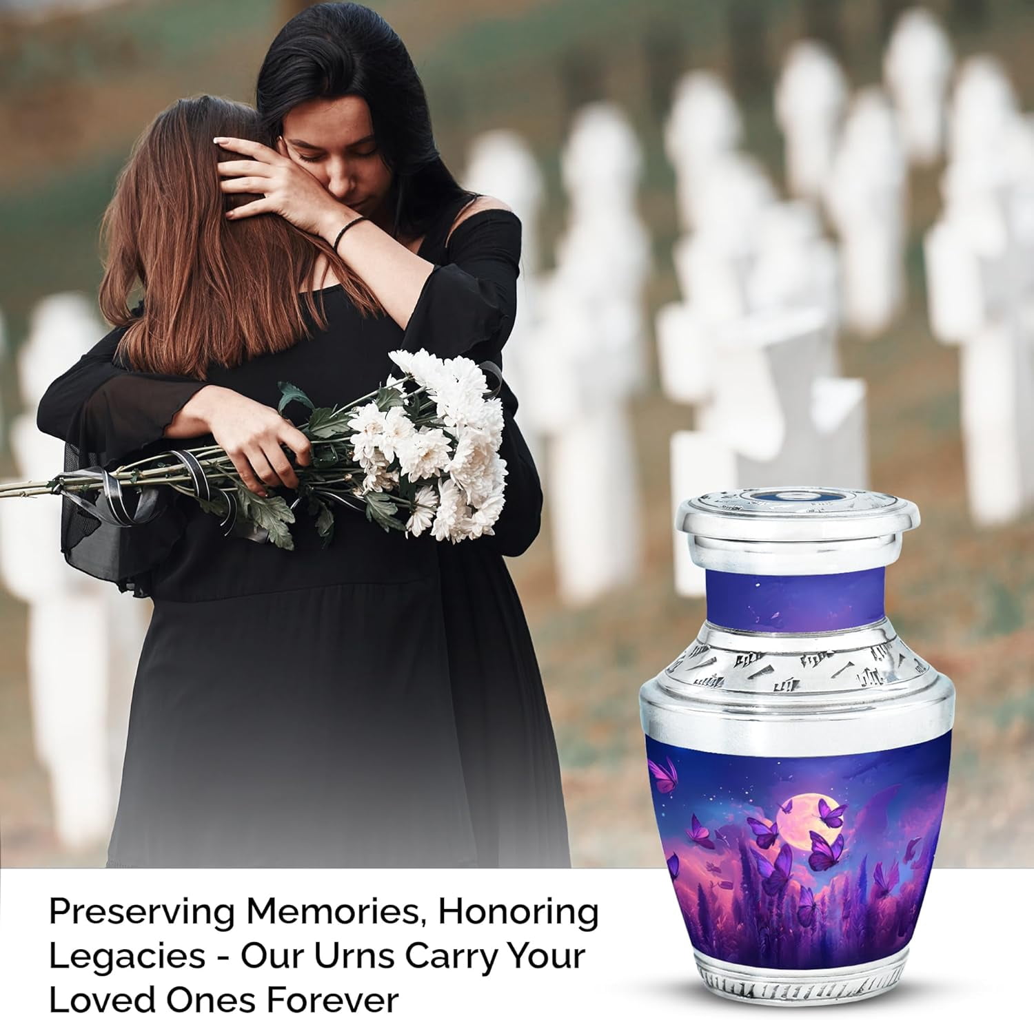 Butterfly Forest Keepsake Urn, Mini Urn for Human Ashes Adult Female, Purple Butterfly Cremation Urn, Keepsake Urns for Human Ashes, (Size, 3 Inch, 1 Pc)