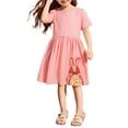 thumbnail image 5 of Robes pour Filles Enfants Tout-Petits Filles Robe d'Été en Coton Dentelle Manches Courtes à Volants Évasée Midi Décontractée Robes pour Enfants Robe Rose 5 Ans-6 Ans, 5 of 5