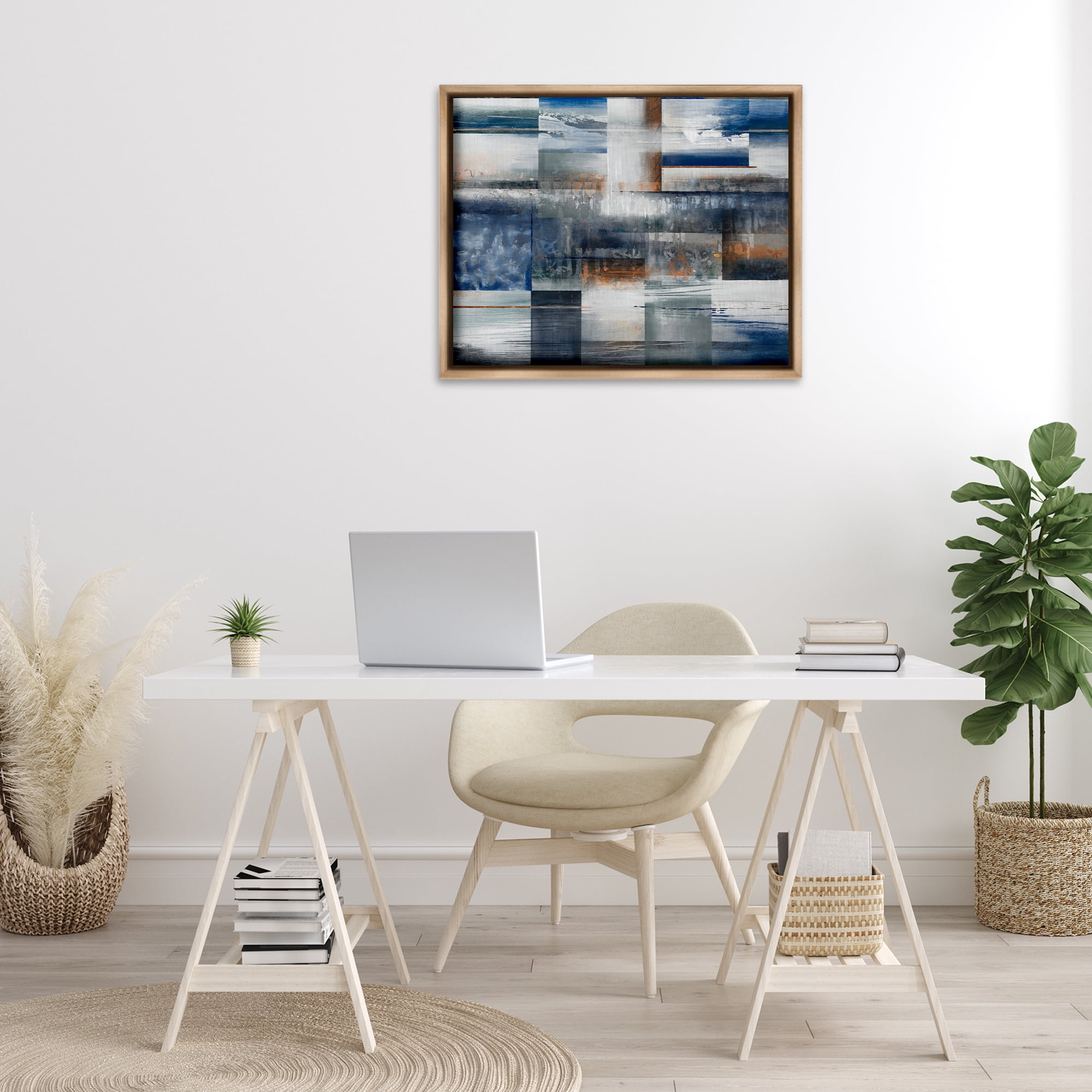 Stupell Industries Nautical & Nature Collage Abstract Painting Brown Floater Framed Canvas Art Print Wall Art, 31 x 25