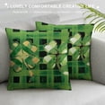 thumbnail image 3 of WERPE  St Patricks Day Clover Grey Buffalo Plaid Green Throw Pillow Cover,Polka Dot Shamrock Cushion Case Decoration for Sofa Couch, 3 of 5