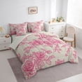 thumbnail image 3 of Homewish Rustic Flower Floral 7 Pieces Bedding Comforter Set,Countryside Theme Full Bedding Set,Pink Gray Fitted Sheet Flat Sheet For Adults,Microfiber Bedroom Decor Reversible, 3 of 8