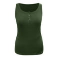 thumbnail image 2 of Camisetas Sin Mangas Para Adolescentes Camiseta sin mangas informal de Color sólido para mujer, camiseta sin mangas con botones y cuello redondo, chaleco de empalme de punto, camiseta (Green, XXL), 2 of 6