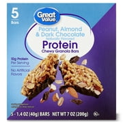 Great Value Peanut, Almond & Dark Chocolate Protein Chewy Granola Bars, 7 oz, 5 Count