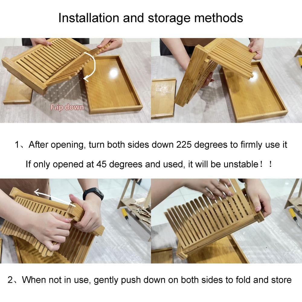 Bamboo Bread Slicer Adjustable Guide with 3 Thickness Size Foldable Compact Chopping Cutting Board with Crumb Tray Catcher Great for Homemade Bread, Cakes, Bagels