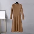 thumbnail image 2 of Birdeem Robe Longue d'Été pour Femmes Mode Féminine Couleur Unie Tricotée Manches Longues Col Rond Robe Manches Longues pour Femmes, 2 of 3