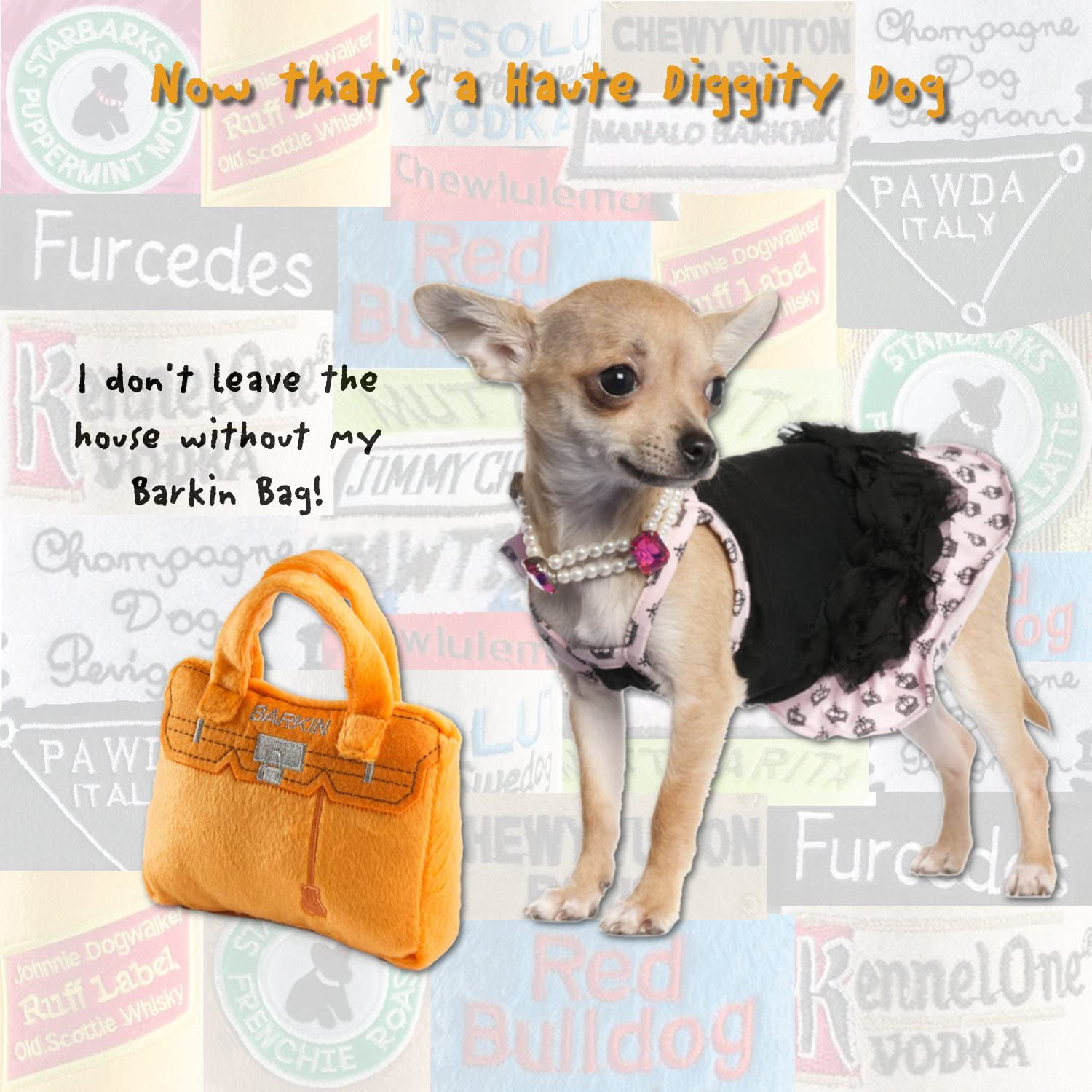Barkin Bag, Barkin Bag Toy, Designer Dog Toy, Haute Diggity Dog