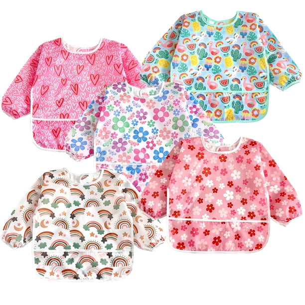 Baberos impermeables de manga larga para bebé PandaEar, 6 a 36 meses