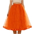 thumbnail image 2 of Ygbgbb Women’s Fluffy Tulle Skirts Flowy High Waist A-Line Skirt Pleated Mesh Skirts Lightweight Summer Casual Skirt for Party & Daily Wear Orange Free Size, 2 of 6