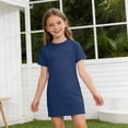 thumbnail image 4 of Abcomgle Summer Dresses for Girls 14-16 Casual A Line Short Sleeve Girls Tshirt Dresses Solid Crew Neck Sundresses Loose Lightweight Dresses,Navy,9-10Years, 4 of 7