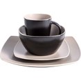 thumbnail image 2 of Gibson Elite Soho Lounge Square 16 Piece Stoneware Dinnerware Set, Black/Taupe, 2 of 4