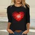 thumbnail image 4 of Mifsaly Womens Valentine Shirt Tunic 3/4 Sleeve Heart Print Tshirts Festival Loose Crewneck Pullover Tops Lightweight Cozy Blouse Girlfriend Gifts Outfits S, 4 of 6