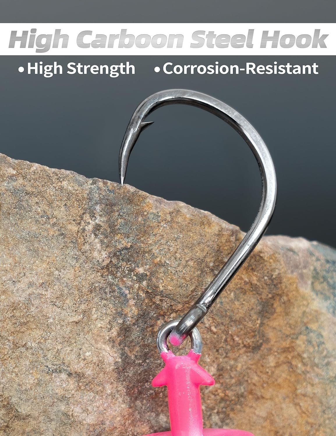 BLUEWING Big Game Jig Head with High Strength Stainless Steel Ball Bearing Swivel and High Carbon Steel Hook 1pc Saltwater Fishing Lures Lead Head Fishing Jig, Pink 7oz