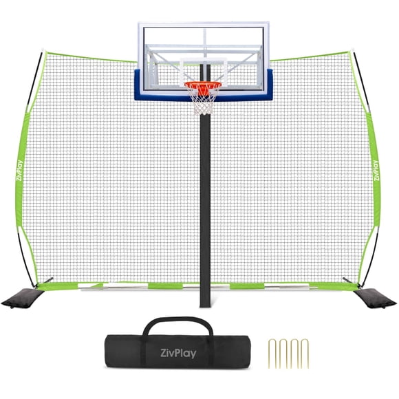 Red de protección para baloncesto ZivPlay de 12 x 10 pies con accesorios