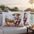 thumbnail image 4 of Funny Cow Fall Outdoor Waterproof Pillow Covers, Thanksgiving Pumpkin Bathtub Auqa Gradient Decorative Rectangle Throw Pillowcase Sofa Cushion Sham for Patio/Couch/Chair, 20"x12" 2 Pack, 4 of 8