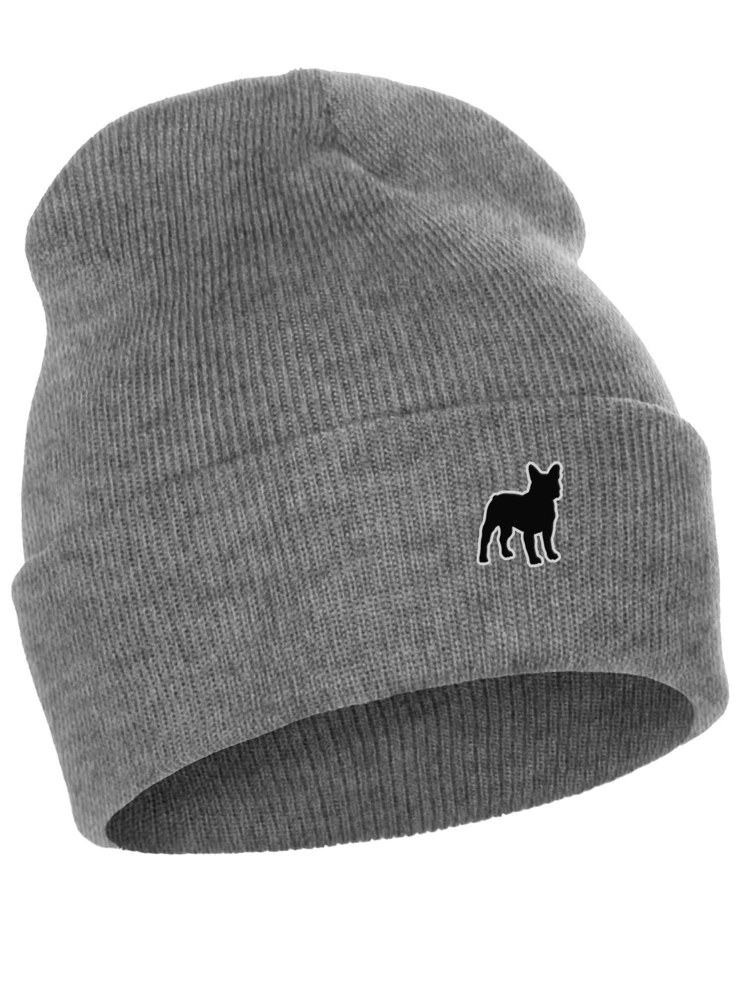 Daxton Dog Breeds Cuffed Beanie Winter Knit Hat Skully Cap, French Bulldog, Heather Gray Beanie - image 1 of 2