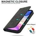 thumbnail image 2 of Allytech Magnetic Flip Folio Case for Apple iPhone 11 6.1 inch,Plain Leather RFID Blocking Card Slots Wallet Kickstand Phone Cover,Black, 2 of 10