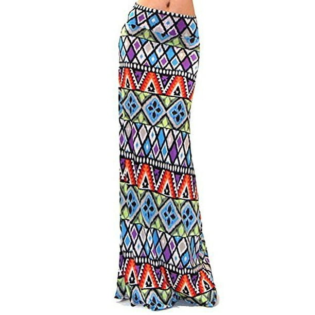 Fourever Funky Colorful Stained Glass Womens Fashion Maxi Skirt U.S.A