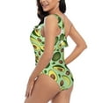 thumbnail image 4 of Sikiie Avocado With Seeds Print Women One Piece Swimsuits Tummy Control One Shoulder Bathing Suits Ruffle Swimwear, From S to XXL-XX-Large, 4 of 6
