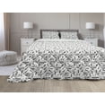 thumbnail image 1 of Dog Comforter & Sham Bedding Set, Dachshund Design Monochrome Animal Silhouette Abstract Cartoonish Bones Canine Pattern, 3 pcs Duvet Set Microfiber Filling Quilt, 5 Sizes, Black White, by Ambesonne, 1 of 4