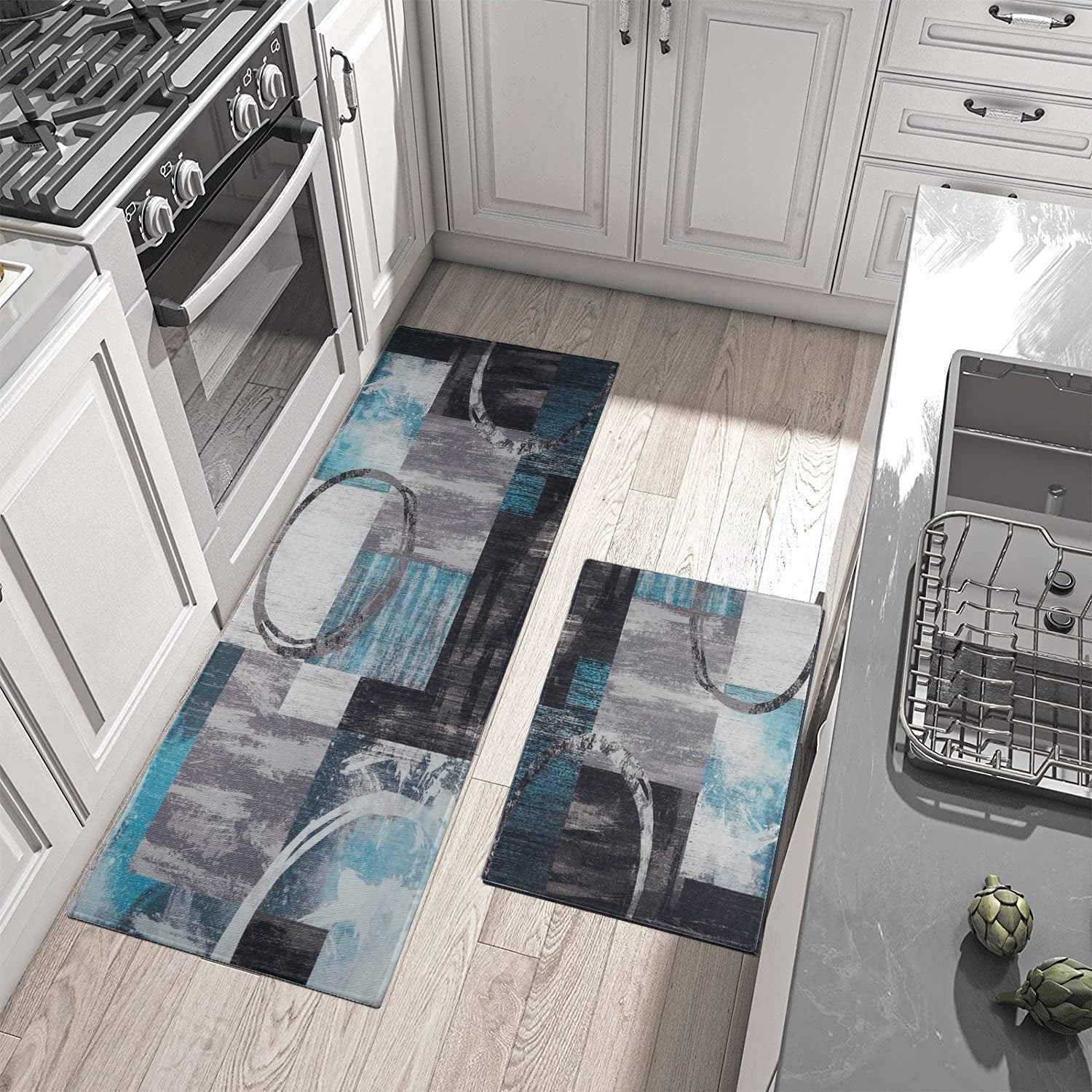 Funny Kitchen Rugs Set 2 Piece Kitchen Rules Rugs and Mats Non Skid  Washable for Kitchen Sink Low-Profile Floor Mats Decorations for Home  Kitchen (18x48+18x24 ) 