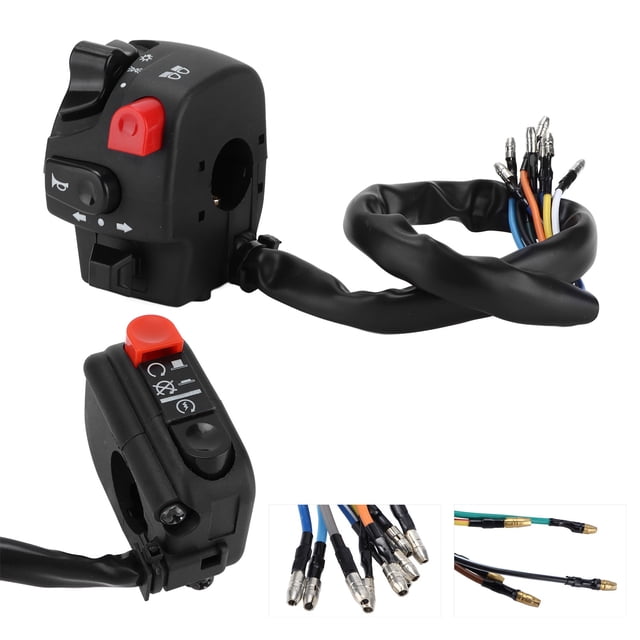 Handlebar Controller Switch, High Strength Left Right Handlebar Flameout Switch 22mm Waterproof Pair For Motorcross For ATV For Motorbike