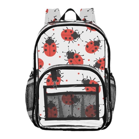 ALAZA Clear Backpack Ladybugs Polka Dots PVC Transparent BookBag
