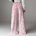 thumbnail image 4 of Soft Fuzzy Pajama Bottoms for Women, High-Waisted Wide Leg Lounge Pants with Drawstring, 4 of 8