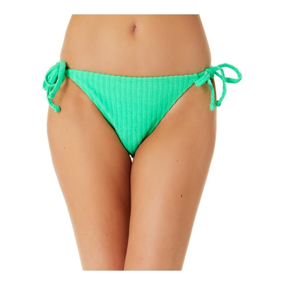 California Waves Junior's Ribbed Terry Side Tie Bikini Bottoms Swimsuit Green Size Small