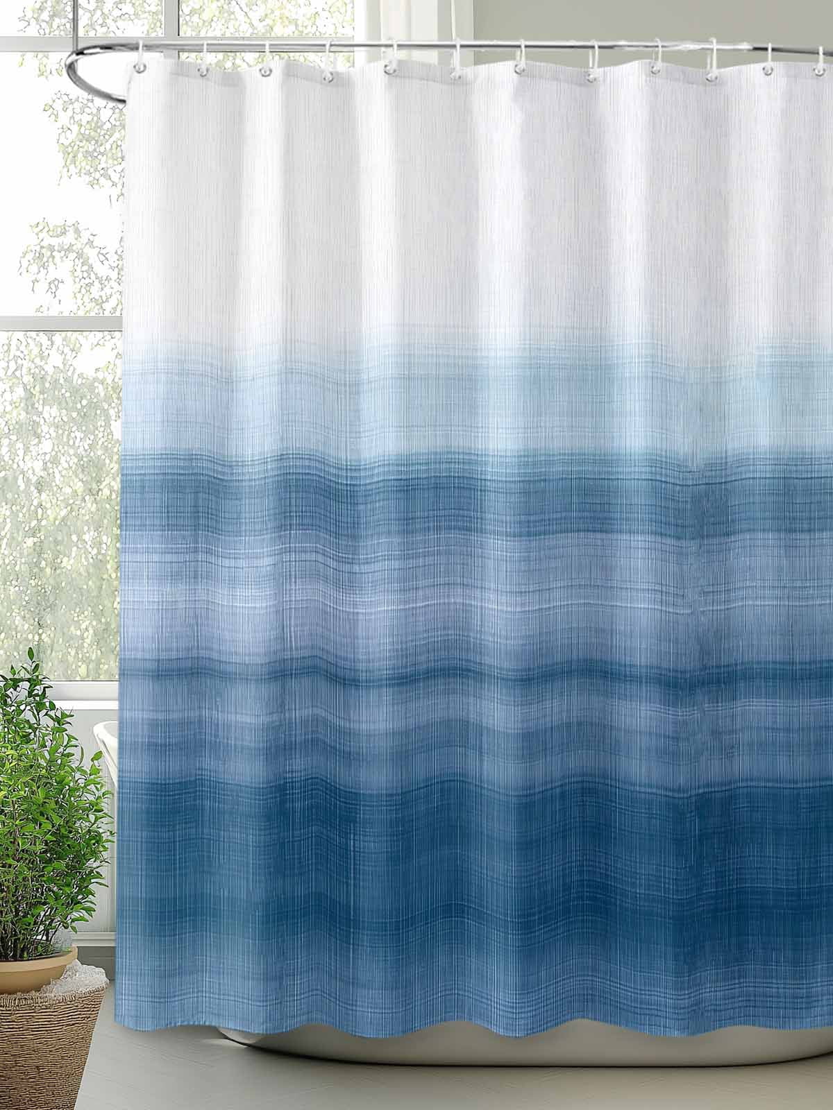 Haze Blue White Shower Curtain, Abstract Modern Brush Stroke Bathroom Decor Curtains Set with Hooks, Waterproof Fabric Home Accessories， Stall 54 X 78 Inch