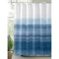thumbnail image 2 of Fsddascl Haze Blue White Ombre Shower Curtain Set - 66" x 72" Washable Bathtub Curtain with 12 Hooks, Vintage Gradient Striped Aesthetics Waterproof Fabric Stall Shower Curtains for Bathroom/Bathtub, 2 of 6